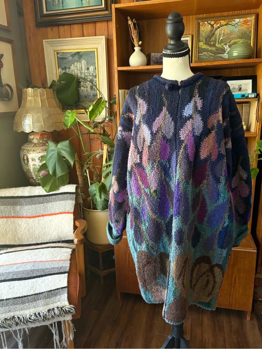 Hand-Knit Colourful Oversize Knit Sweater OS - Picture 2 of 10